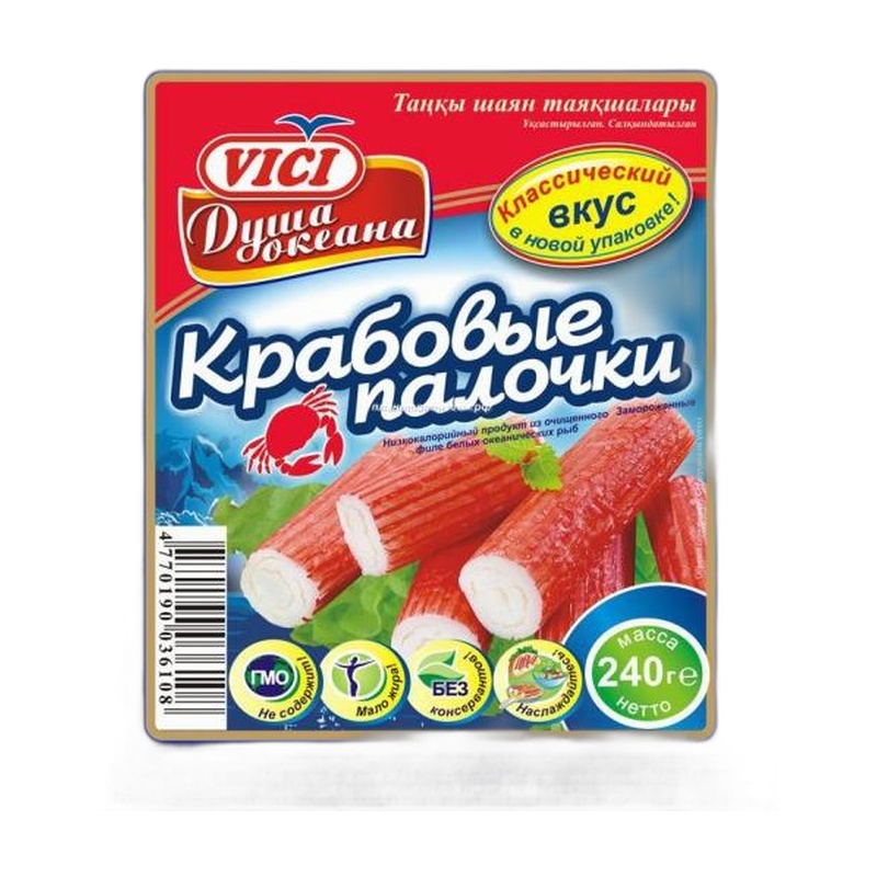 ПАЛОЧКИ КРАБОВЫЕ VICI ДУША ОКЕАНА СУРИМИ ЗАМ 240Г