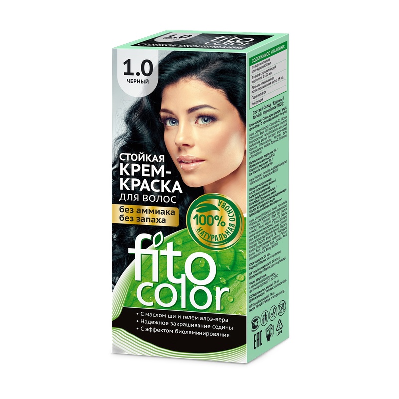 КРЕМ-КРАСКА ДЛЯ ВОЛОС FITOCOLOR СТОЙКАЯ 1.0 ТОН ЧЕРНЫЙ 115МЛ