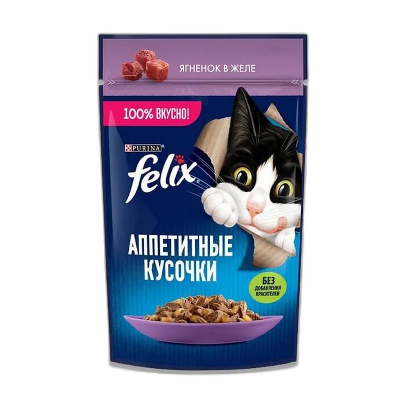 КОРМ ДЛЯ КОШЕК FELIX АППЕТИТНЫЕ КУСОЧКИ ЯГНЕНОК 75Г