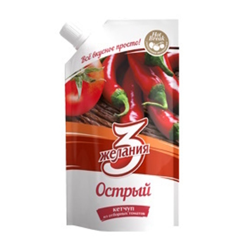 КЕТЧУП 3 ЖЕЛАНИЯ ОСТРЫЙ 250Г Д/П