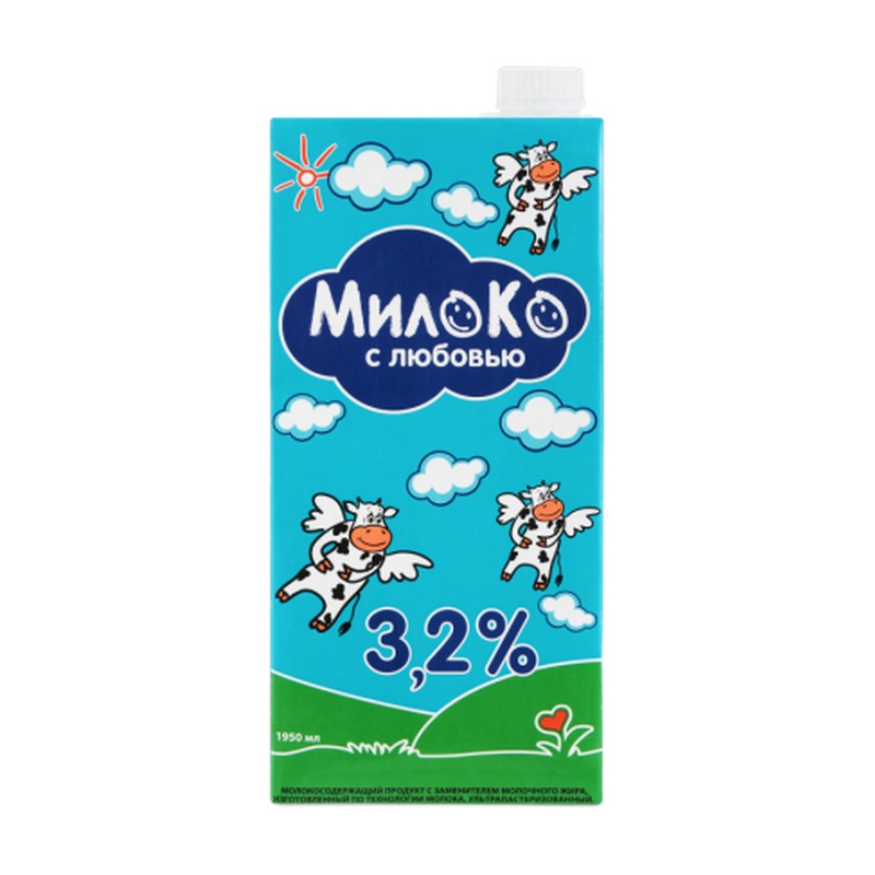 МОЛОКО МИЛОКО С ЛЮБОВЬЮ 3,2% У/П 0,95Л Т/П