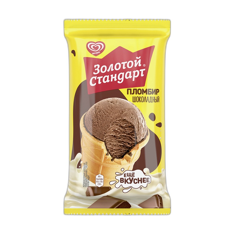 МОРОЖЕНОЕ ЗОЛОТОЙ СТАНДАРТ ШОКОЛАД СТАКАН 80Г