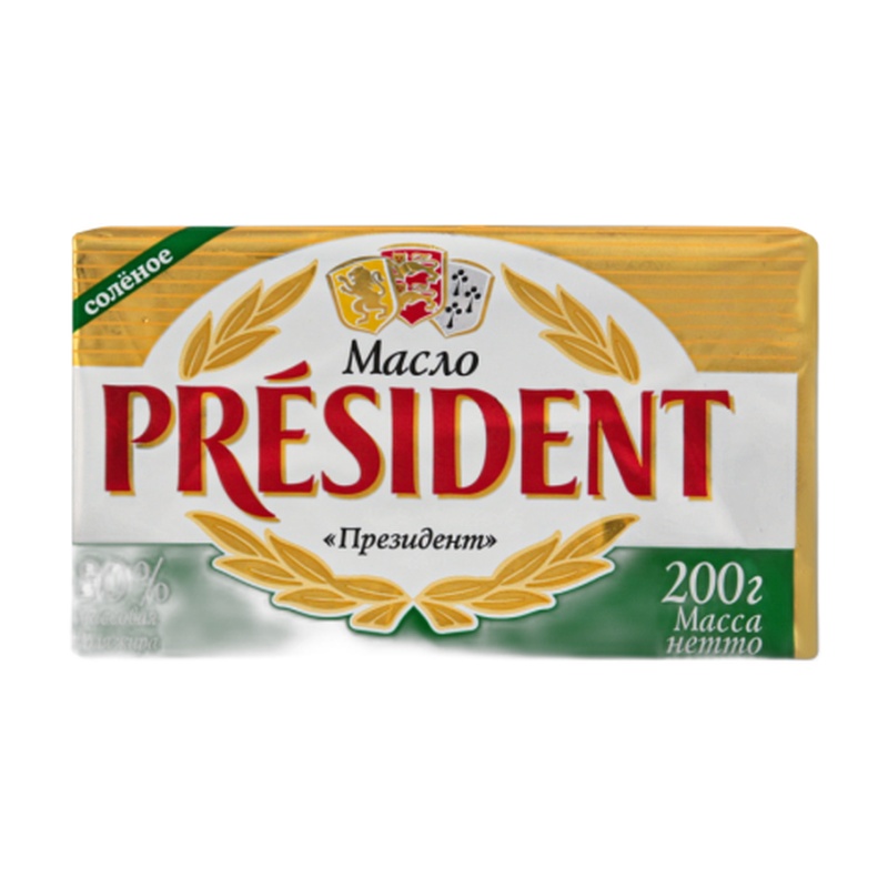МАСЛО PRESIDENT КИСЛОСЛИВОЧНОЕ СОЛЕНОЕ 80% 200Г