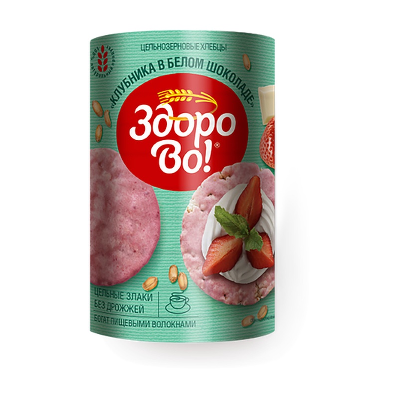 ХЛЕБЦЫ ЦЕЛЬНОЗЕРНОВЫЕ ЗДОРОВО! КЛУБНИКА В БЕЛОМ ШОКОЛАДЕ 160Г