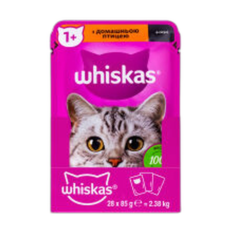 КОРМ ДЛЯ КОШЕК WHISKAS ПТИЦА В СОУСЕ 85Г