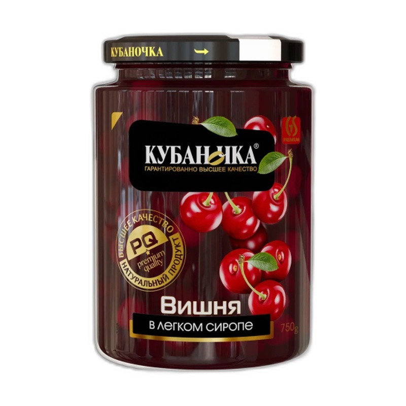 ВИШНЯ КУБАНОЧКА В СИРОПЕ 750Г СТ/Б