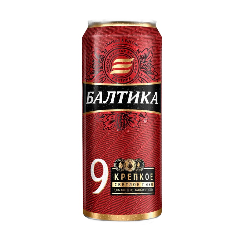 ПИВО БАЛТИКА №9 КРЕПКОЕ ЛЕГЕНДАРНОЕ 8% 0,5Л СТ/Б