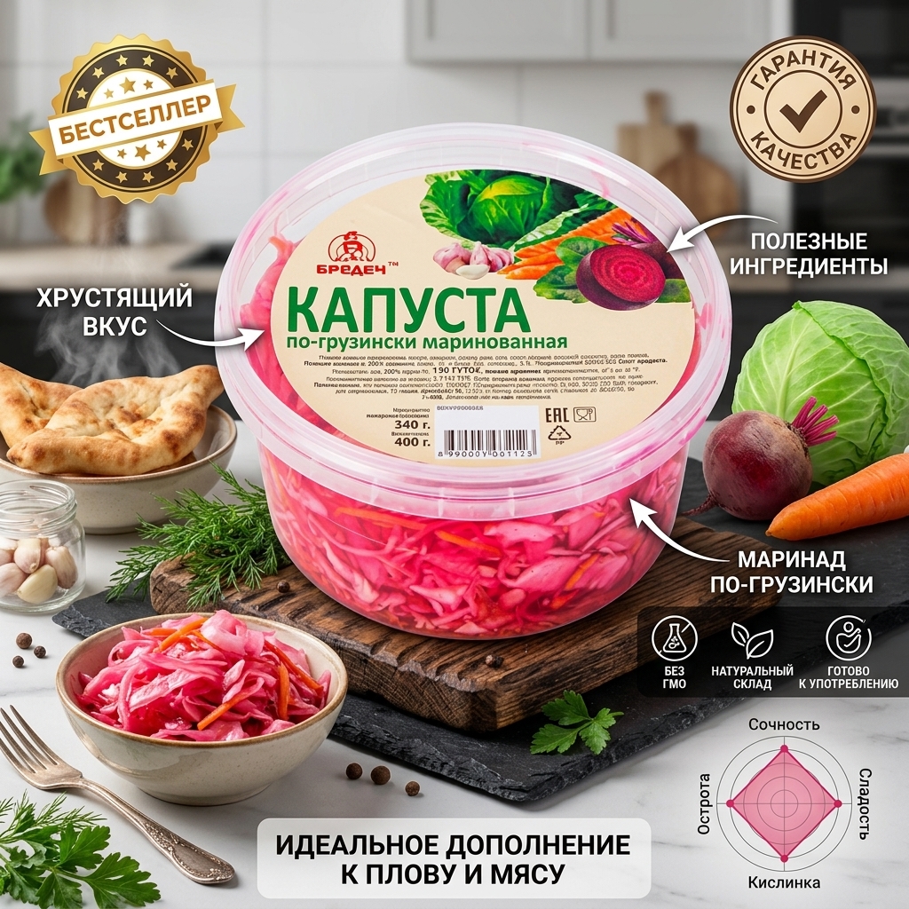 КАПУСТА МАРИНОВАННАЯ 400Г