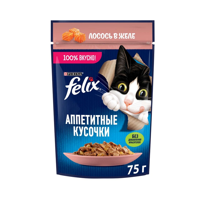 КОРМ ДЛЯ КОШЕК FELIX АППЕТИТНЫЕ КУСОЧКИ ЛОСОСЬ 75Г