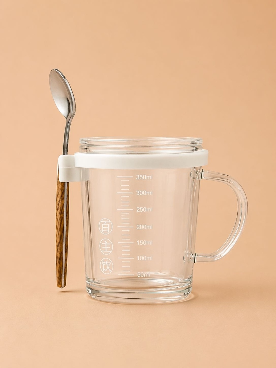 КРУЖКА С ЛОЖКОЙ СТЕКЛО 400ML AJ-32