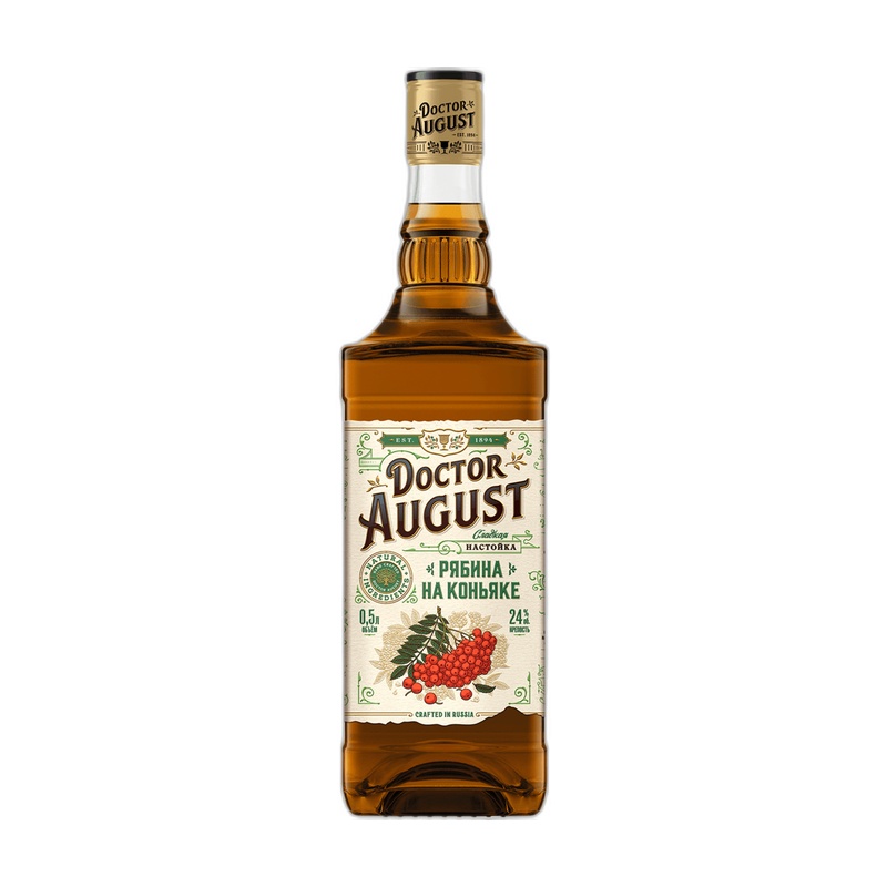 НАСТОЙКА DOCTOR AUGUST РЯБИНА НА КОНЬЯКЕ 24% 0,5Л