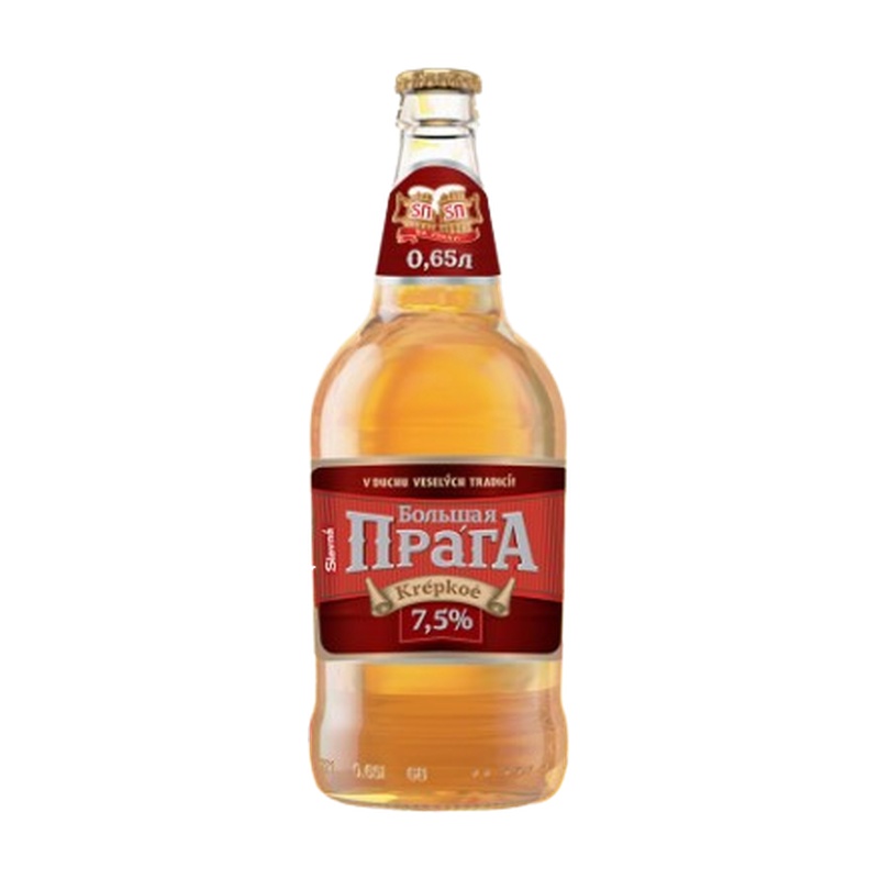ПИВО SLAVNA БОЛЬШАЯ ПРАГА КРЕПКОЕ 7,5% 0,65Л СТ/Б