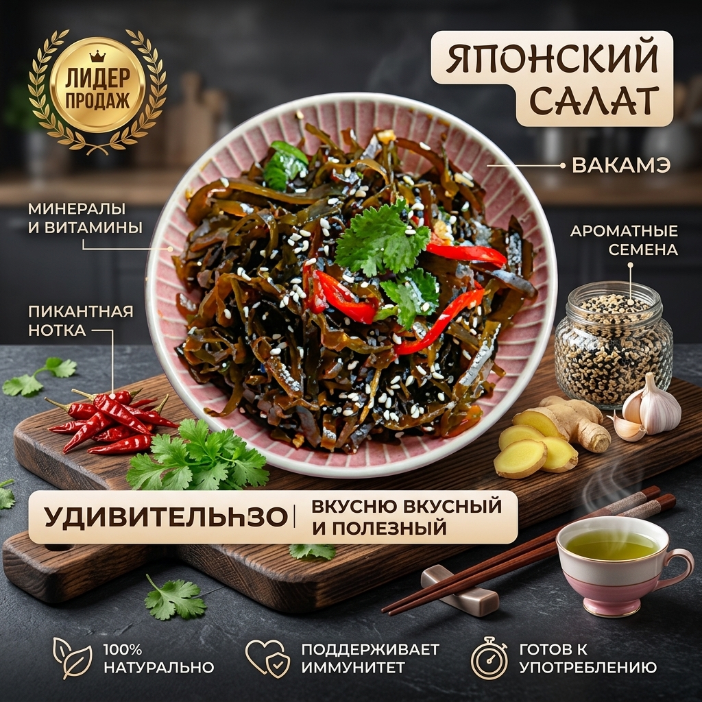 САЛАТ МОРСКАЯ КАПУСТА С ПЕРЦЕМ ЧИЛИ 88Г