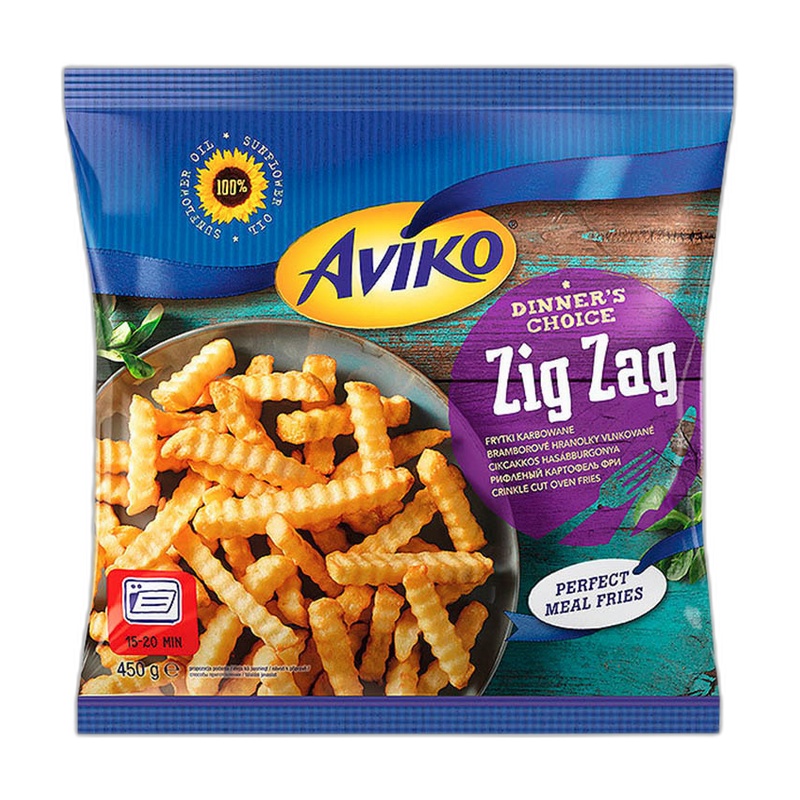 КАРТОФЕЛЬ ФРИ ЗАМОРОЖЕННЫЙ AVIKO ZIG ZAG РИФЛЕНЫЙ 450Г