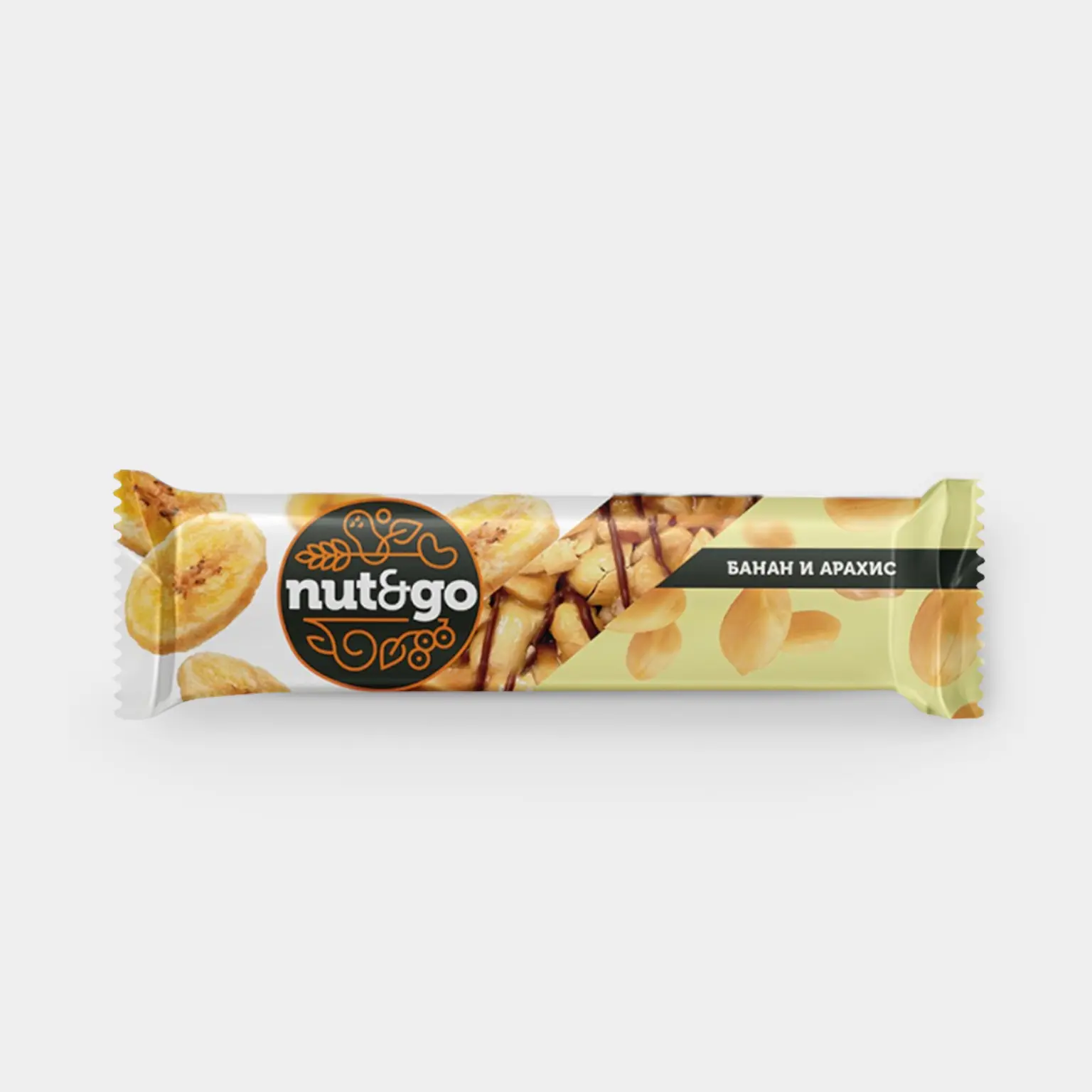 БАТОНЧИК NUT&GO АРАХИС БАНАНОВЫЕ ЧИПСЫ ГЛАЗИРОВАННЫЙ 42Г