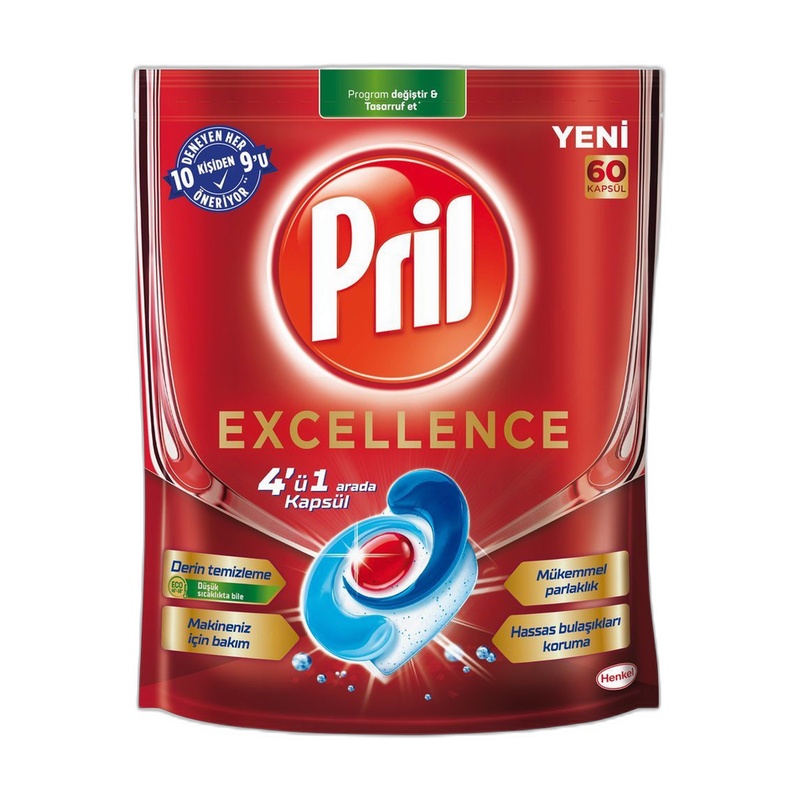 КАПСУЛЫ ДЛЯ ПОСУДОМОЕЧНЫХ МАШИН PRIL EXCELLENCE 4В1 60ШТ