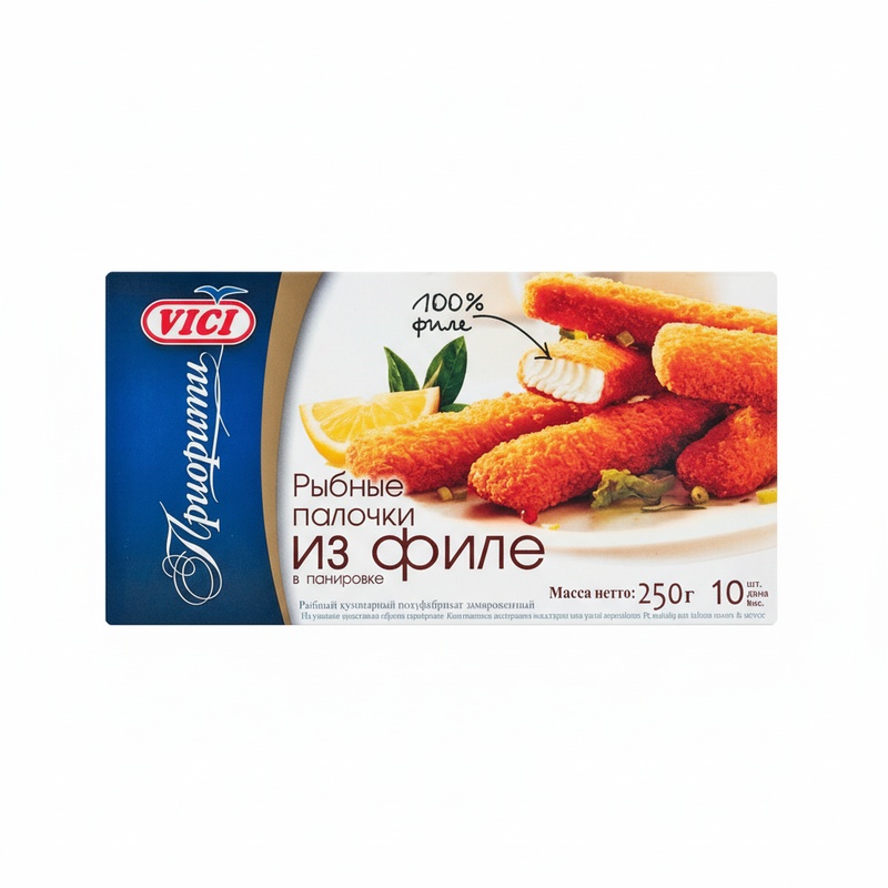 ПАЛОЧКИ РЫБНЫЕ VICI ИЗ ФИЛЕ ТРЕСКОВЫХ РЫБ 250Г