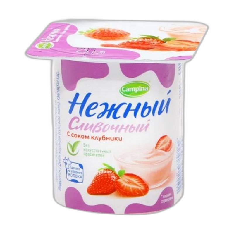 ЙОГУРТ CAMPINA НЕЖНЫЙ КЛУБНИКА 5% 100Г