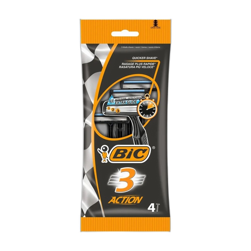 БРИТВА ОДНОРАЗОВАЯ BIC 3 ACTION 4ШТ