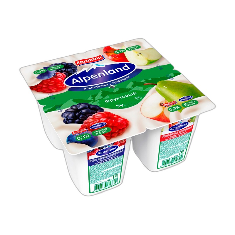 ЙОГУРТ ALPENLAND ЛЕСНЫЕ ЯГОДЫ ЯБЛОКО ГРУША 0,3% 95Г