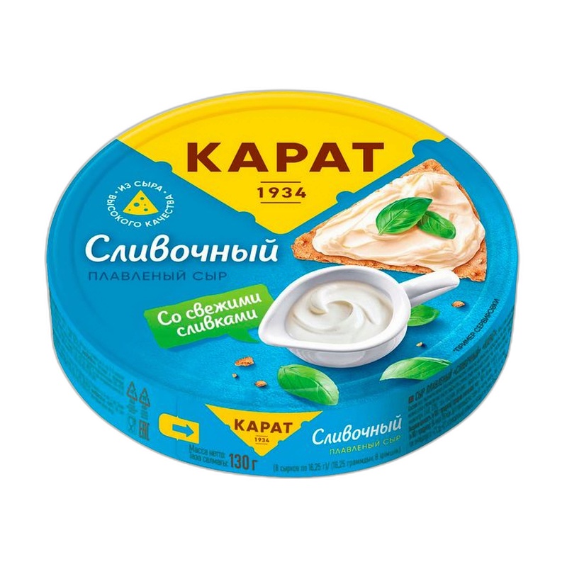 СЫР ПЛАВЛЕНЫЙ КАРАТ СЛИВОЧНЫЙ 25% 130Г