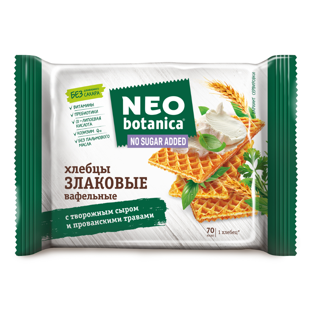 ХЛЕБЦЫ NEO BOTANICA ВАФЕЛЬНЫЕ ЗЛАКОВЫЕ ТВОРОЖНЫЙ СЫР Б/С 75Г