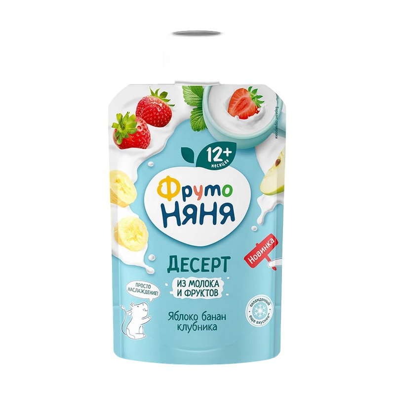 ДЕСЕРТ ФРУТО НЯНЯ ЯБЛОКО БАНАН КЛУБНИКА 90Г ПАУЧ