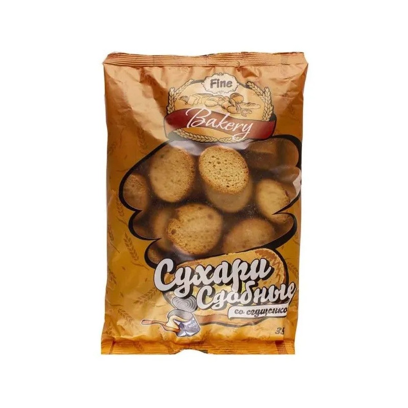 СУХАРИ FINE BAKERY СДОБНЫЕ СО СГУЩЕНКОЙ 350Г