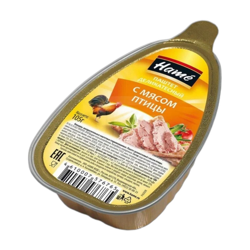 ПАШТЕТ HAME С МЯСОМ ПТИЦЫ ДЕЛИКАТЕСНЫЙ 105Г