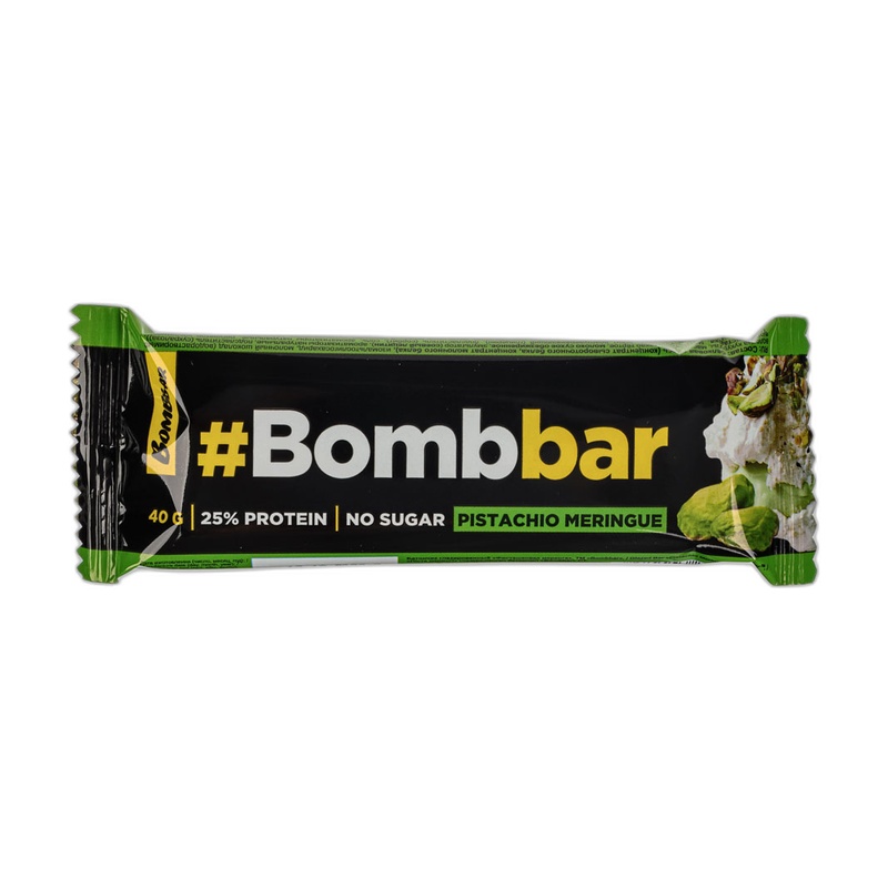 БАТОНЧИК ПРОТЕИНОВЫЙ BOMBBAR ФИСТАШКОВАЯ МЕРЕНГА 40Г