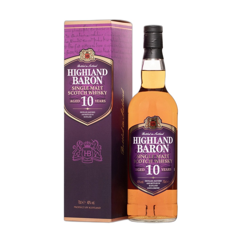 ВИСКИ HIGHLAND BARON SINGLE MALT SCOTCH 10 YO 40% 0,7Л BOX