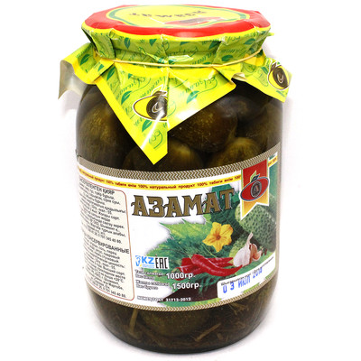 ОГУРЦЫ КОНСЕРВИРОВАННЫЕ АЗАМАТ 1Л