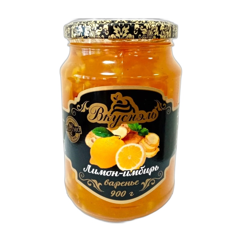 ВАРЕНЬЕ ВКУСНЭЛЬ ЛИМОН ИМБИРЬ 900Г СТ/Б