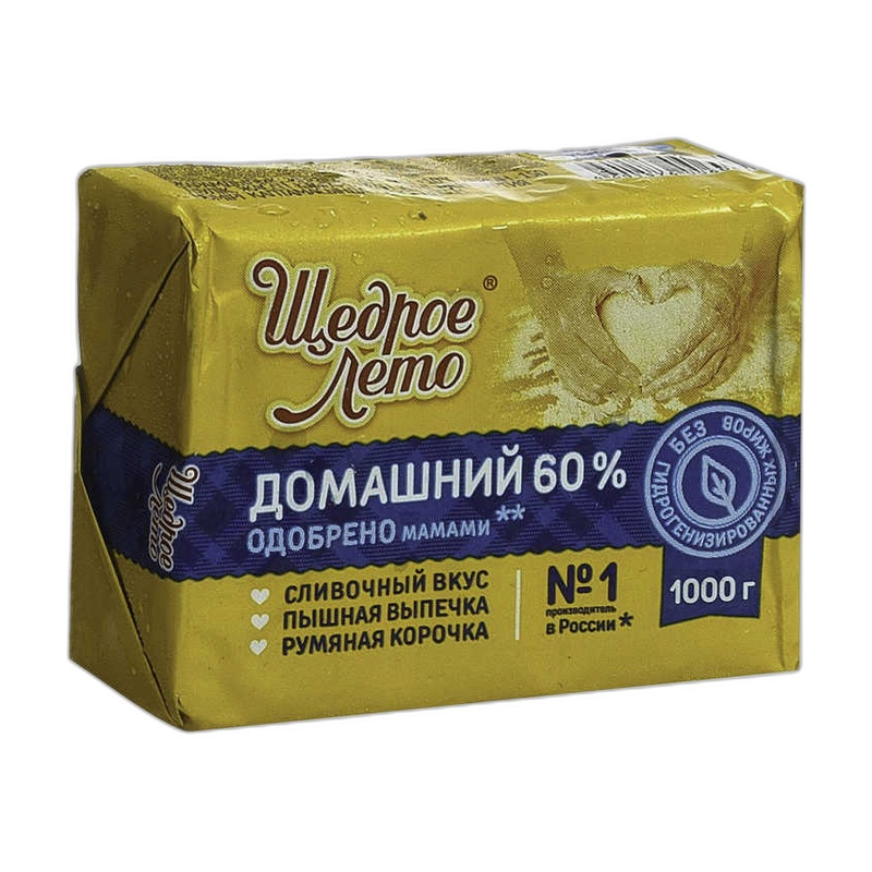 МАРГАРИН ЩЕДРОЕ ЛЕТО ДОМАШНИЙ 60% 500Г