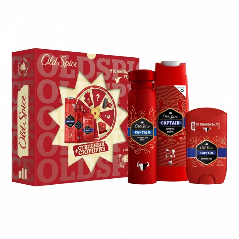 НАБОР OLD SPICE CAPTAIN ДЕЗОДОРАНТ 150МЛ+ГЕЛЬ ДЛЯ ДУША+ШАМПУНЬ 250МЛ