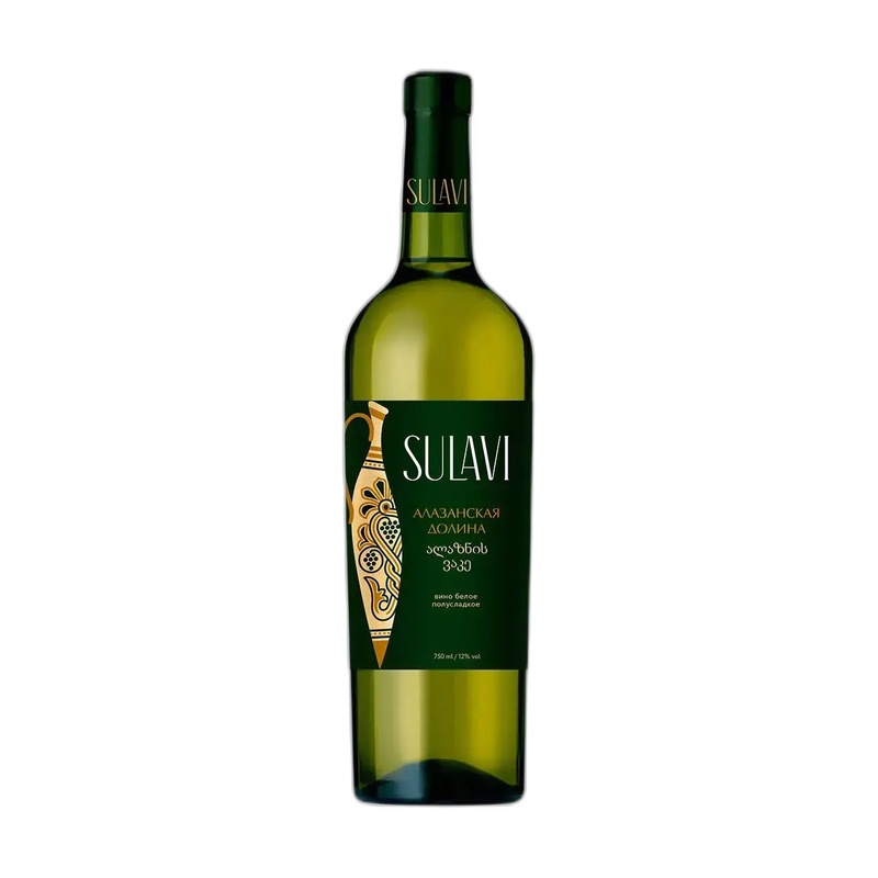 ВИНО SULAVI АЛАЗАНСКАЯ ДОЛИНА БЕЛОЕ ПОЛУСЛАДКОЕ 11,5% 0,75Л ГРУЗИЯ