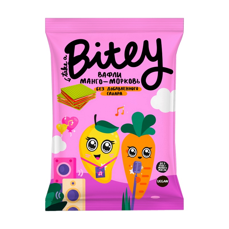 ВАФЛИ ФРУКТОВО-ОВОЩНЫЕ BITEY МАНГО МОРКОВЬ 35Г