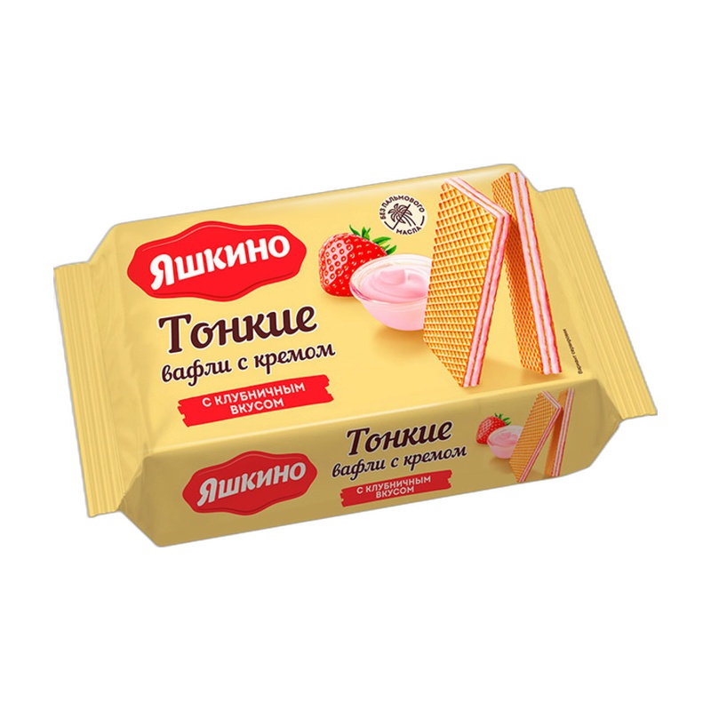 ВАФЛИ ЯШКИНО ТОНКИЕ КЛУБНИЧНЫЙ КРЕМ 114Г