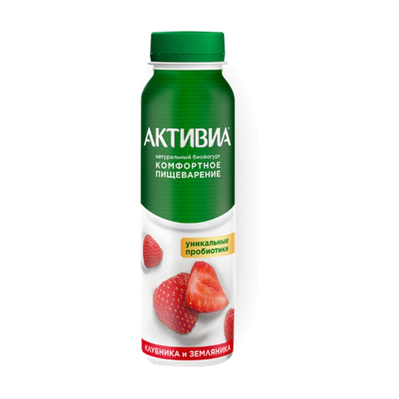 ЙОГУРТ ПИТЬЕВОЙ АКТИВИА КЛУБНИКА ЗЕМЛЯНИКА 260Г П/Б
