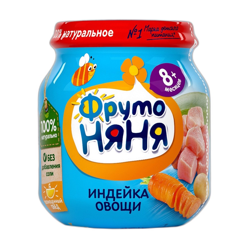 ПЮРЕ ФРУТО НЯНЯ ИНДЕЙКА ОВОЩИ 100Г СТ/Б