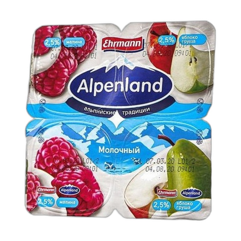 ЙОГУРТ ALPENLAND МАЛИНА ЯБЛОКО ГРУША 2,5% 95Г