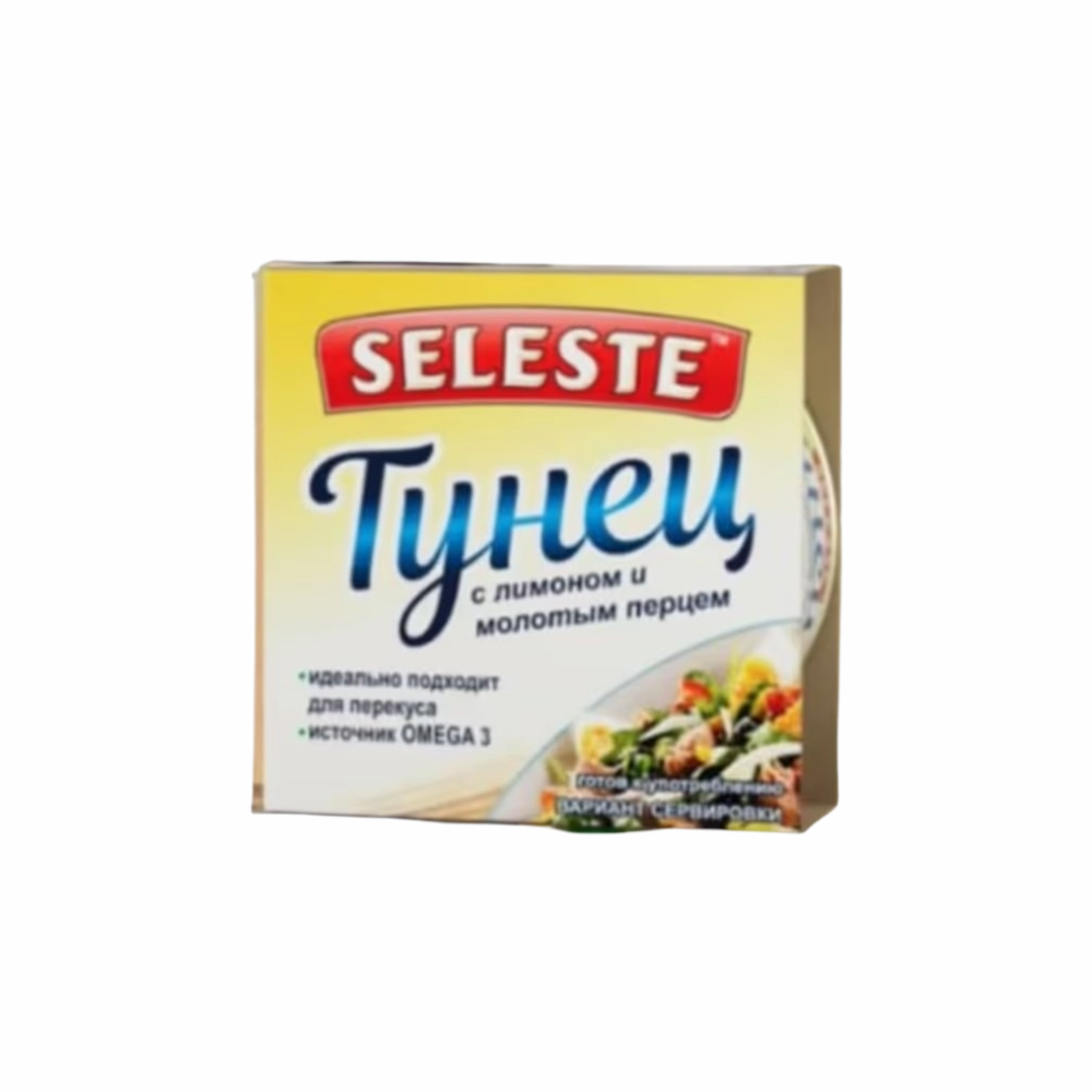 ТУНЕЦ CELESTE ФИЛЕ КУСОЧКИ С ЛИМОНОМ И МОЛОТЫМ ПЕРЦЕМ 160Г
