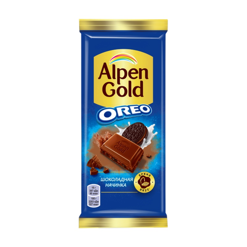 ШОКОЛАД ALPEN GOLD МОЛОЧНЫЙ ШОКОЛАД КУСОЧКИ ПЕЧЕНЬЯ ОРЕО 85Г