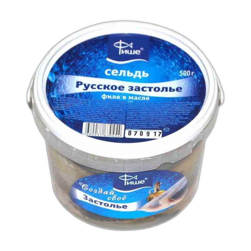 ПРЕСЕРВА ФИШЕ РУССКОЕ ЗАСТОЛЬЕ СЕЛЬДЬ ФИЛЕ 500ГР П/В
