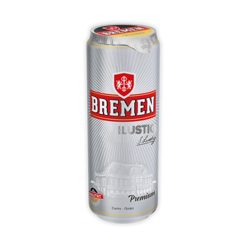 ПИВО BREMEN VON LUSTIG СВЕТЛОЕ 0,45Л Ж/Б