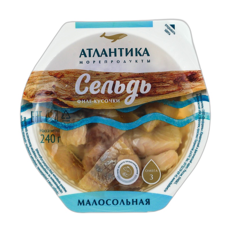 ПРЕСЕРВА СЕЛЬДЬ АТЛАНТИКА МАЛОСОЛЬНАЯ К В МАСЛЕ 240 ГР