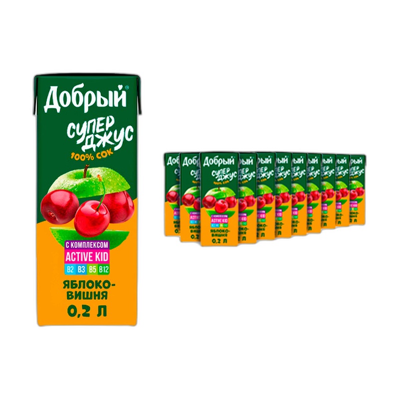 СОК ДОБРЫЙ СУПЕР ДЖУС ЯБЛОКО ВИШНЯ 200МЛ Т/П