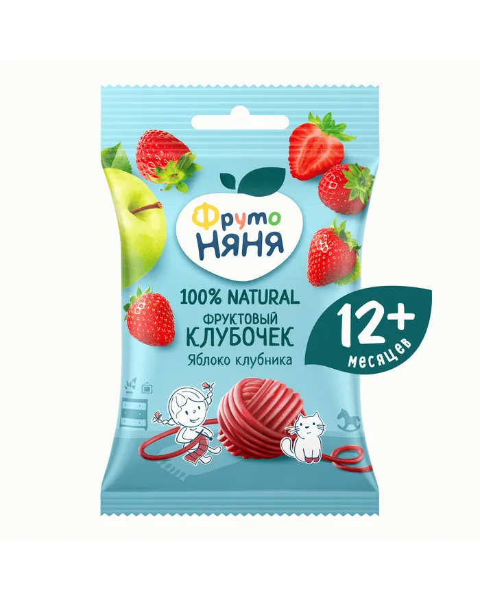 КУСОЧКИ ФРУКТОВЫЕ ФРУТО НЯНЯ ЯБЛОКО КЛУБНИКА 15Г