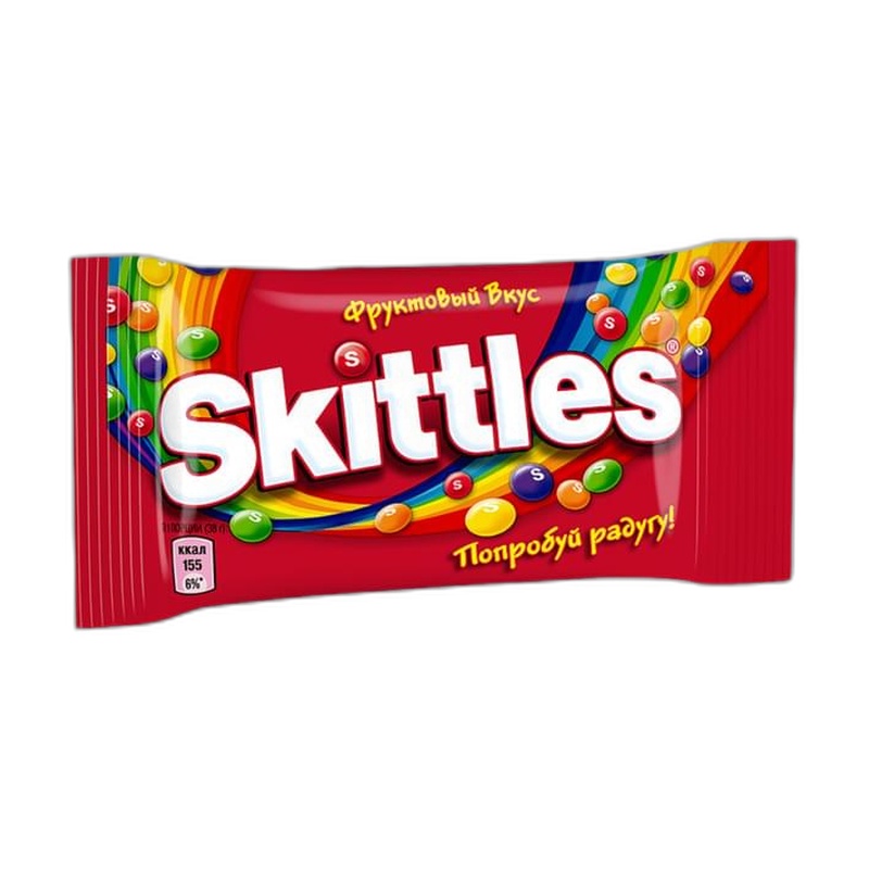 ДРАЖЕ SKITTLES В САХАРНОЙ ГЛАЗУРИ ФРУКТ 38Г ФЛ/П