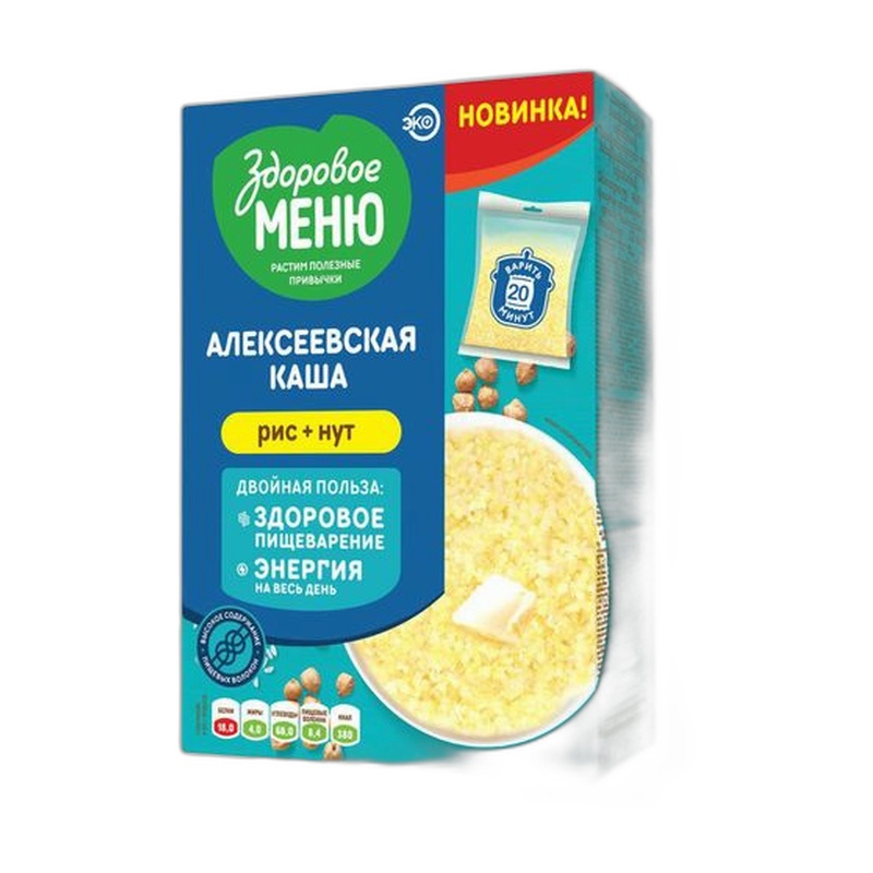 КАША ЗДОРОВОЕ МЕНЮ АЛЕКСЕЕВСКАЯ РИС НУТ 400Г ВАР/ПАК